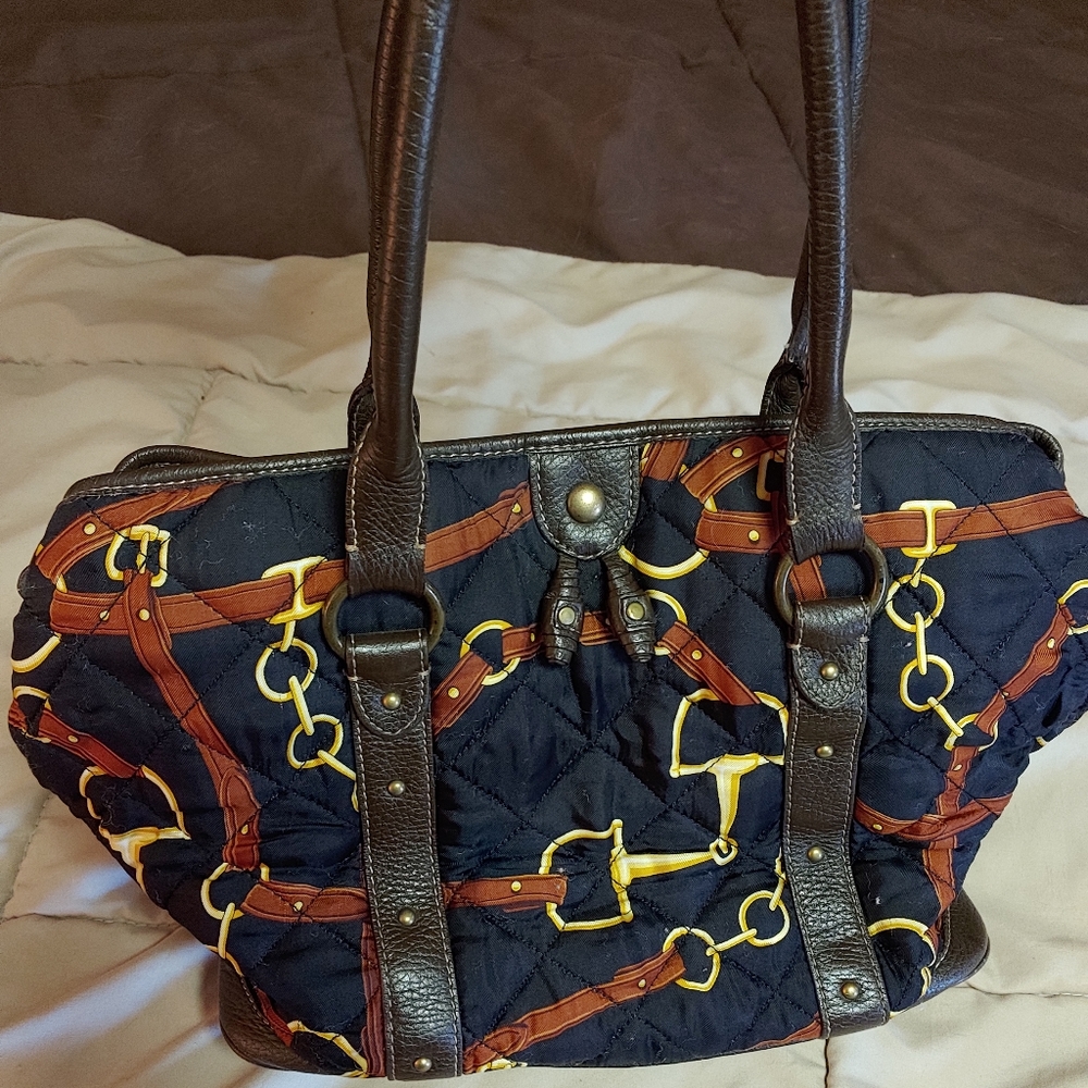 J. Crew Silk and Leather Equestrian Style Purse